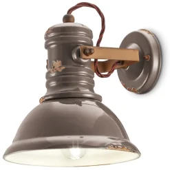 Ferroluce Wandleuchte Keramik Metall E27 Taupe Shabby Antik* Wohnzimmerlampen|Keramiklampen
