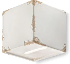 Ferroluce Wandleuchte Keramik Weiß Shabby Antik G9 eckig Vintage* Wohnzimmerlampen|Keramiklampen