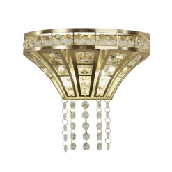 Searchlight Wandleuchte Kristall in Messing Klar B: 25 cm Art Déco 2x G9* Wandleuchten|Flurlampen