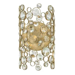 Best Elstead Wandleuchte Kristall Metall in Blattsilber dekorativ