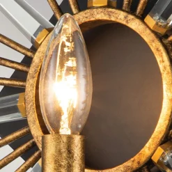 Elstead Wandleuchte Kristall Metall E14 B: 31,8 cm in Gold Schwarz* Wandleuchten|Flurlampen