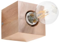 New Sollux Wandleuchte LABERIA Holz Würfel B:10cm Modern kompakt