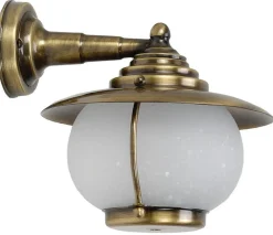 Discount Lido Wandleuchte Laterne Hof Messing Glas Maritim