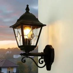 Sale Elstead Wandleuchte LEADWORTH Schwarz IP43 Rustikal Haus