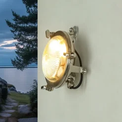 Hot Lido Wandleuchte Maritim G9 Ø 14 cm Messing Glas außen