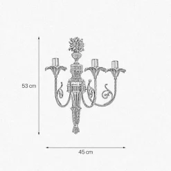Giovanni Battista Wandleuchte Messing 3-flammig E14 in Bronze hell Floral* Wandleuchten|Jugendstil Lampen