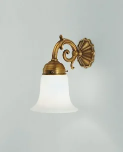 Berliner Messingleuchten Wandleuchte Messing Glas blendarm Ornamente E27 T:19 cm* Wohnzimmerlampen|Metall Lampen