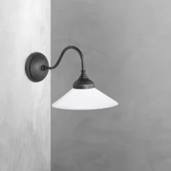 Best Giovanni Battista Wandleuchte Messing Glas H: 23,5 cm Rustikal schwenkbar E14