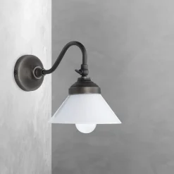 Clearance Giovanni Battista Wandleuchte Messing Glas H: 18,5 cm klein schwenkbar E14