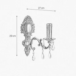 New Giovanni Battista Wandleuchte Messing Kristall H: 29 cm E14 massiv in Bronze