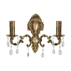 Online Giovanni Battista Wandleuchte Messing Kristall B: 39 cm in Bronze hell 2x E14