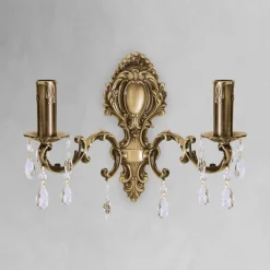 Online Giovanni Battista Wandleuchte Messing Kristall B: 39 cm in Bronze hell 2x E14