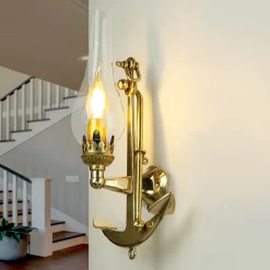 Clearance Laura Suardi Wandleuchte Messing Maritim Anker Badezimmer Flur