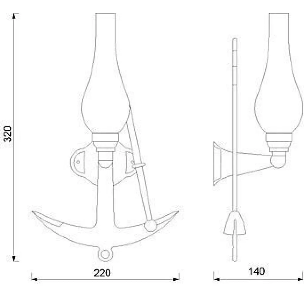 Clearance Laura Suardi Wandleuchte Messing Maritim Anker Badezimmer Flur