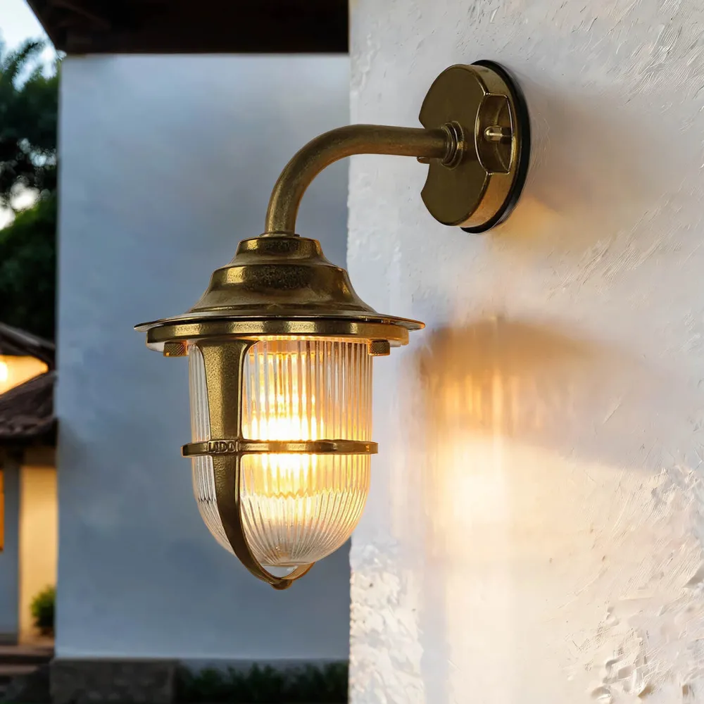 Lido Wandleuchte Messing Maritim IP64 Haus Hof Haustür* Metall Lampen|Messinglampen