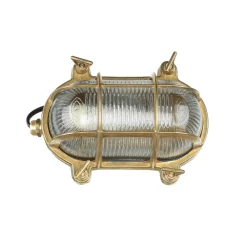 Lido Wandleuchte Messing Riffelglas IP64 oval Maritim* Metall Lampen|Messinglampen