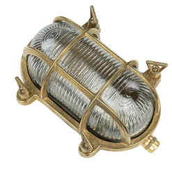 Lido Wandleuchte Messing Riffelglas IP64 oval Maritim* Metall Lampen|Messinglampen