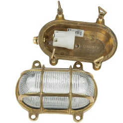 Lido Wandleuchte Messing Riffelglas IP64 oval Maritim* Metall Lampen|Messinglampen