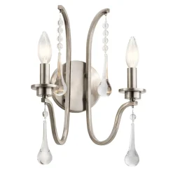 Elstead Wandleuchte Metall E14 38,1 cm hoch in Zinn 2-flammig* Wohnzimmerlampen|Metall Lampen