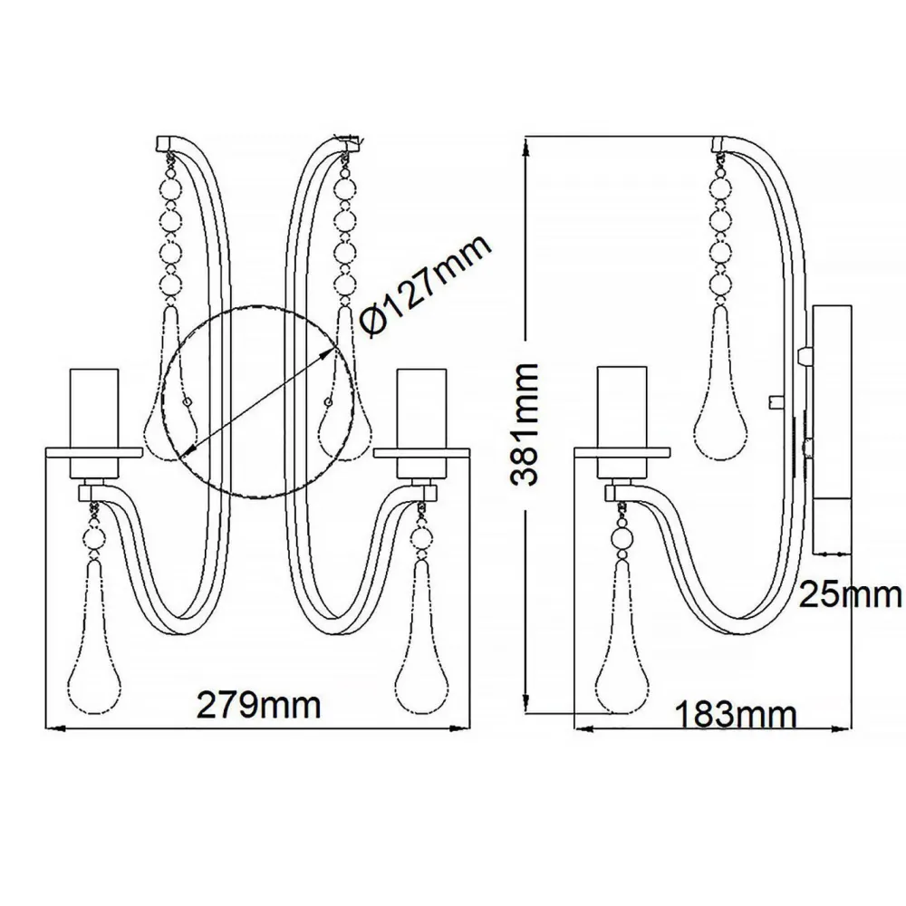 Elstead Wandleuchte Metall E14 38,1 cm hoch in Zinn 2-flammig* Wohnzimmerlampen|Metall Lampen