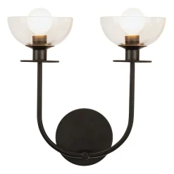 Outlet Elstead Wandleuchte Metall Glas 30,5 cm breit Schwarz E14 2-flammig