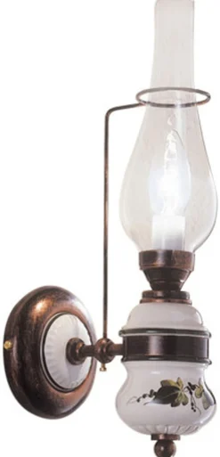 Ferroluce Wandleuchte Metall Glas 40 cm hoch E14 Vintage GIANNI* Wohnzimmerlampen|Glaslampen