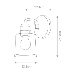 Elstead Wandleuchte Metall Glas H: 24,3 cm Vintage ASTANA* Glaslampen|Metall Lampen