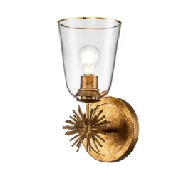 Elstead Wandleuchte Metall Glas H: 36,8 cm in Gold Antik E27* Wandleuchten|Rustikale Lampen