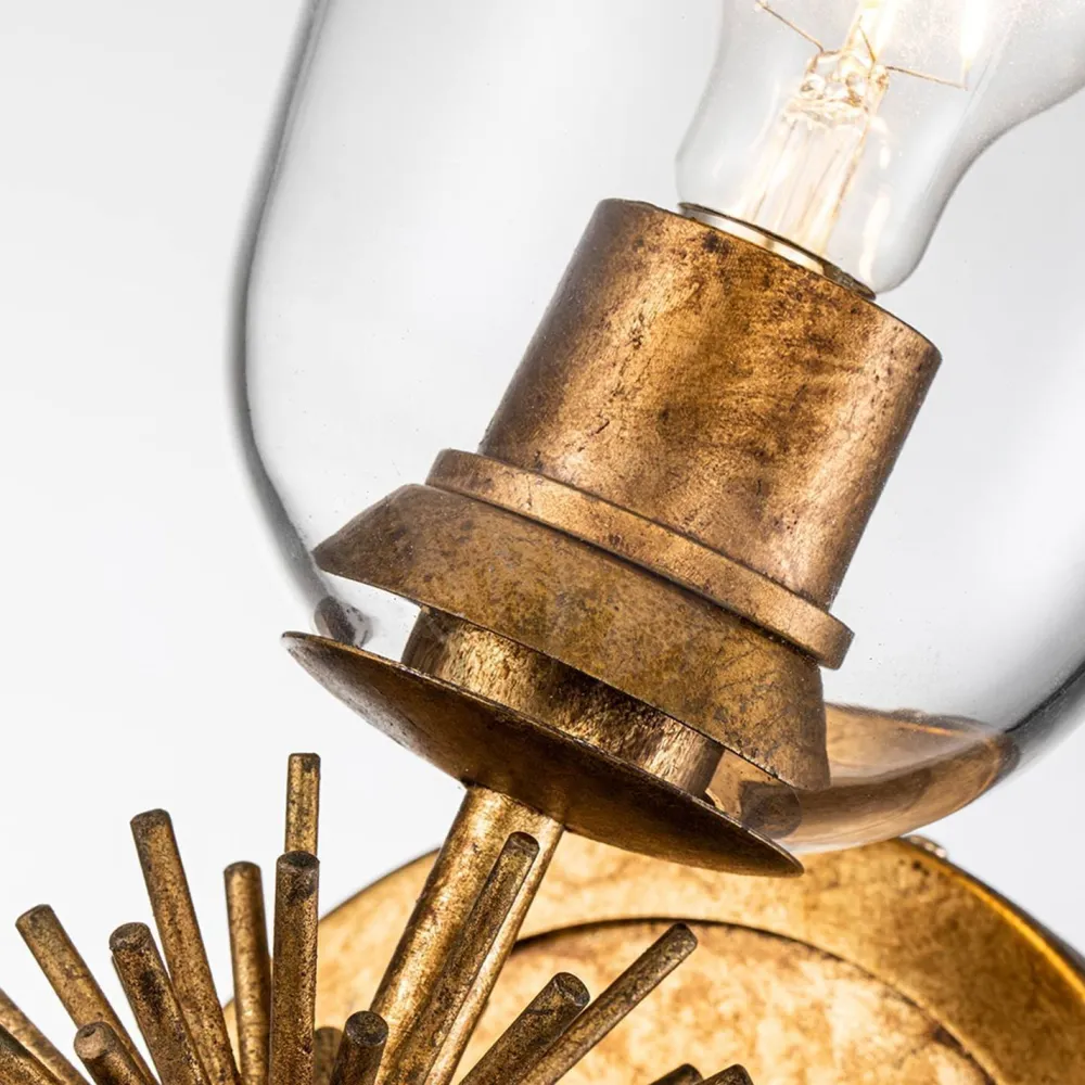 Elstead Wandleuchte Metall Glas H: 36,8 cm in Gold Antik E27* Wandleuchten|Rustikale Lampen