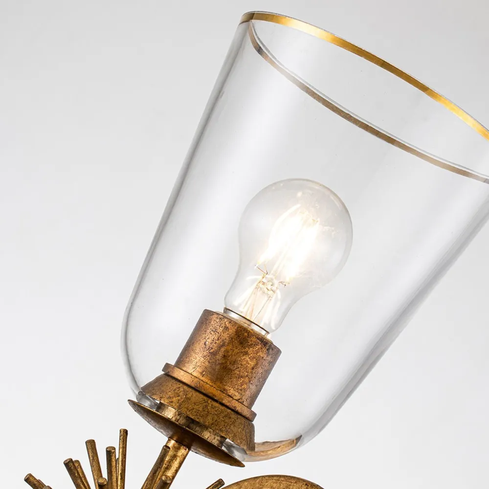 Elstead Wandleuchte Metall Glas H: 36,8 cm in Gold Antik E27* Wandleuchten|Rustikale Lampen