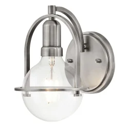 Elstead Wandleuchte Metall Glas H: 23,3 cm Nickel gebürstet E27* Wandleuchten|Küchenlampen