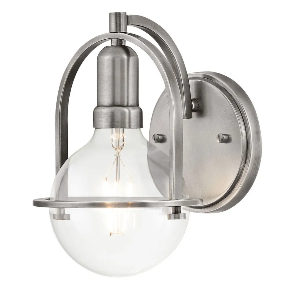 Elstead Wandleuchte Metall Glas H: 23,3 cm Nickel gebürstet E27* Wandleuchten|Küchenlampen