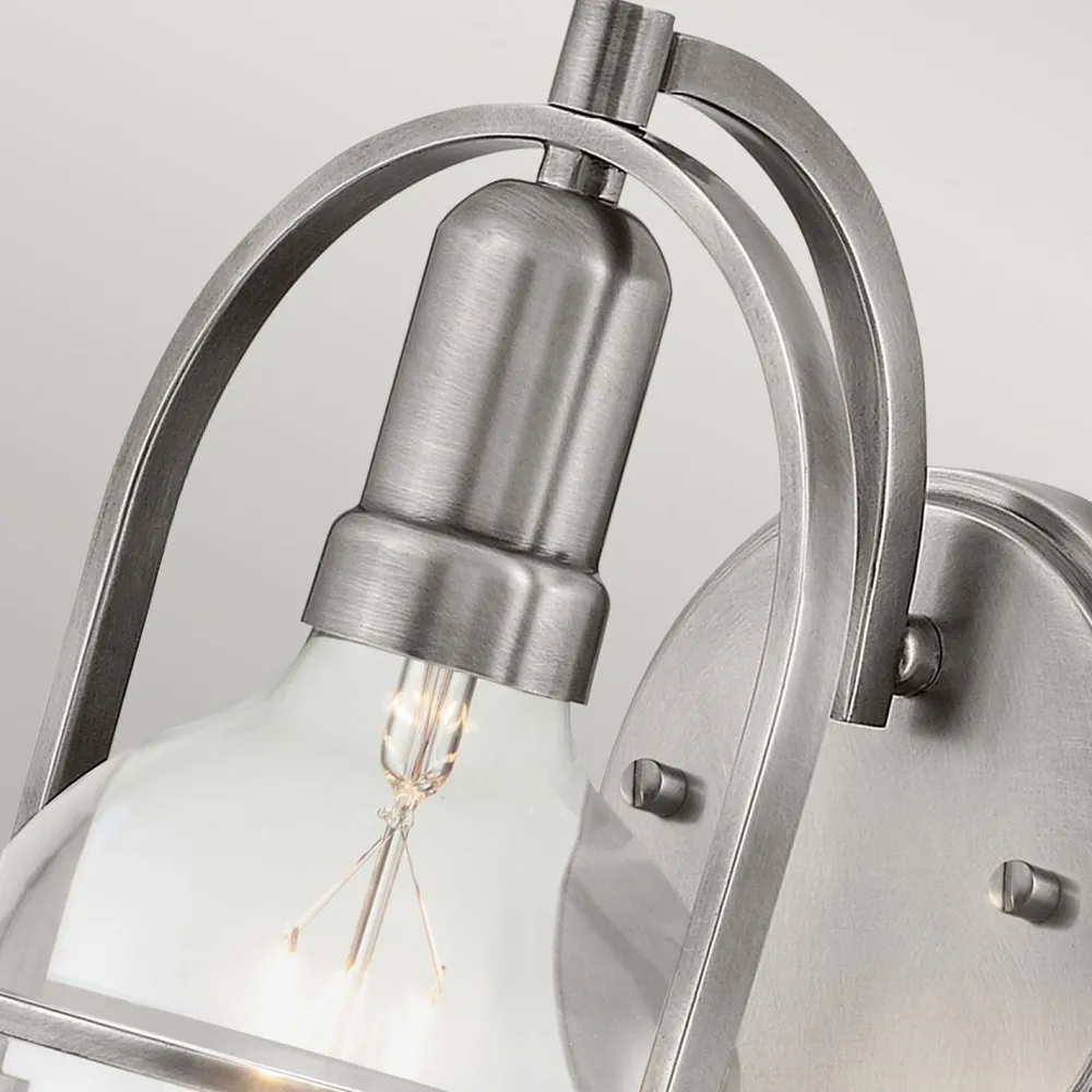 Elstead Wandleuchte Metall Glas H: 23,3 cm Nickel gebürstet E27* Wandleuchten|Küchenlampen