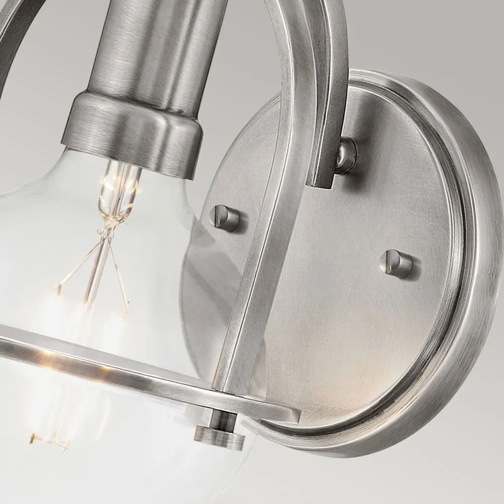 Elstead Wandleuchte Metall Glas H: 23,3 cm Nickel gebürstet E27* Wandleuchten|Küchenlampen