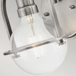 Elstead Wandleuchte Metall Glas H: 23,3 cm Nickel gebürstet E27* Wandleuchten|Küchenlampen