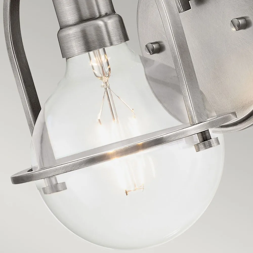 Elstead Wandleuchte Metall Glas H: 23,3 cm Nickel gebürstet E27* Wandleuchten|Küchenlampen