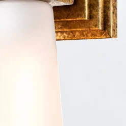 Hot Elstead Wandleuchte Metall Glas H: 35,6 cm in Gold Antik Weiß