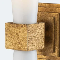 Hot Elstead Wandleuchte Metall Glas H: 35,6 cm in Gold Antik Weiß