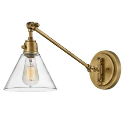 Discount Elstead Wandleuchte Metall Glas verstellbar E27 in Messing Antik