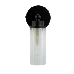 Best Searchlight Wandleuchte Metall Glasschirm G9 IP44 B:10 cm Schwarz