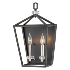 Best Elstead Wandleuchte Metall H: 43,1 cm Schwarz Nickel poliert