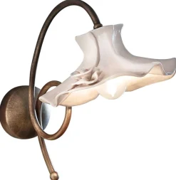 Ferroluce Wandleuchte Metall Keramik E14 30 cm hoch Landhaus Stil* Wohnzimmerlampen|Keramiklampen