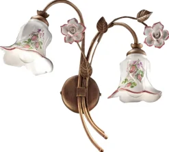 Ferroluce Wandleuchte Metall Keramik E14 B: 37 cm 2-flammig* Wohnzimmerlampen|Keramiklampen