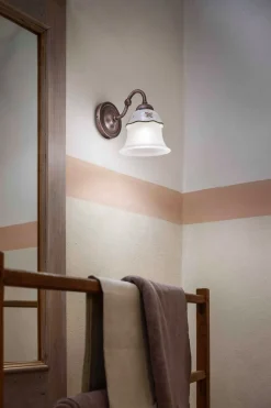 Outlet Ferroluce Wandleuchte Metall Keramik 17 cm hoch E14 Landhaus