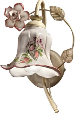 Ferroluce Wandleuchte Metall Keramik E14 26 cm hoch Landhaus* Wohnzimmerlampen|Keramiklampen