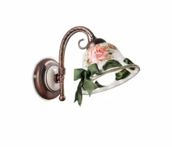 Ferroluce Wandleuchte Metall Keramik E14 17 cm hoch Landhausstil* Wohnzimmerlampen|Keramiklampen