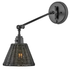 Online Elstead Wandleuchte Metall Rattan E27 verstellbar Schwarz vielseitig