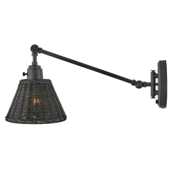 Online Elstead Wandleuchte Metall Rattan E27 verstellbar Schwarz vielseitig