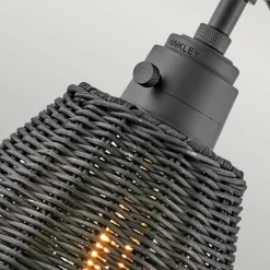 Online Elstead Wandleuchte Metall Rattan E27 verstellbar Schwarz vielseitig