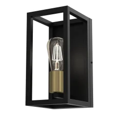 Luminex Wandleuchte Metall Schwarz Antik Messing H:30 cm E27* Wandleuchten|Flurlampen